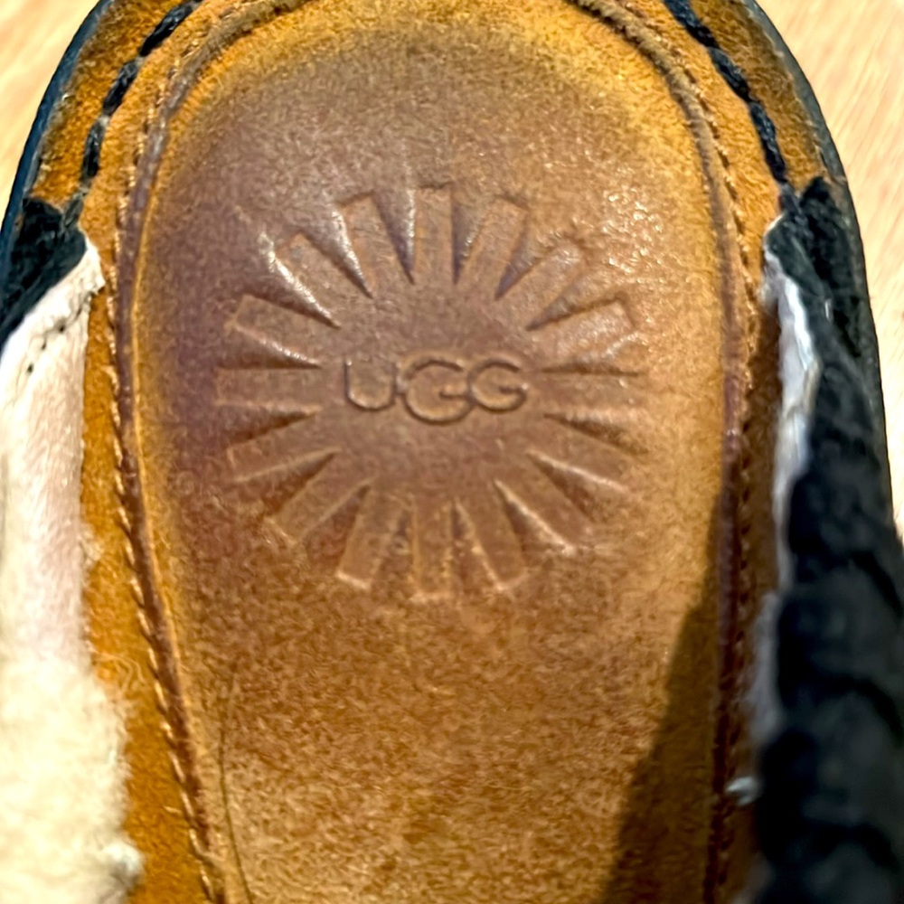 UGG Gael wedge mules in black suede, featuring a knit collar /shearling lining - Picture 4 of 5
